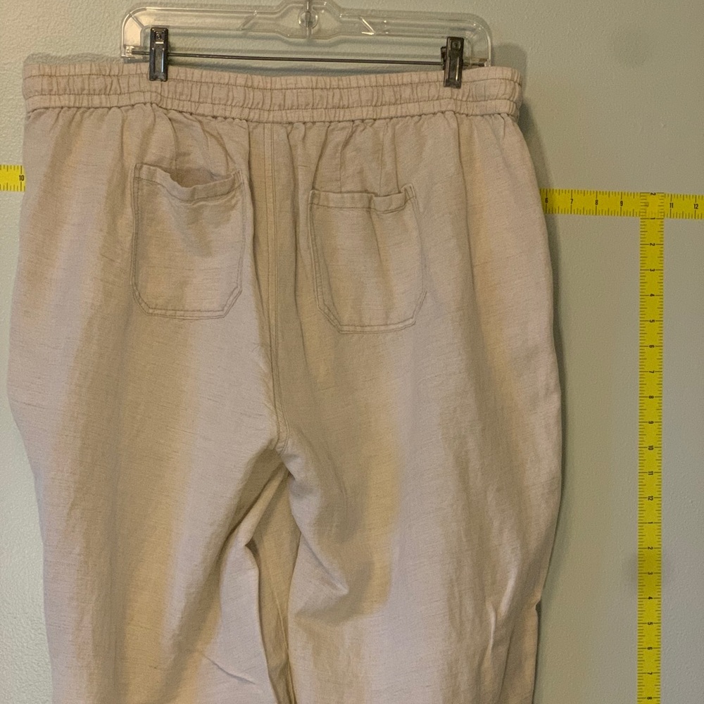 Linen pants natural elastic tie waist - Picture 3 of 4
